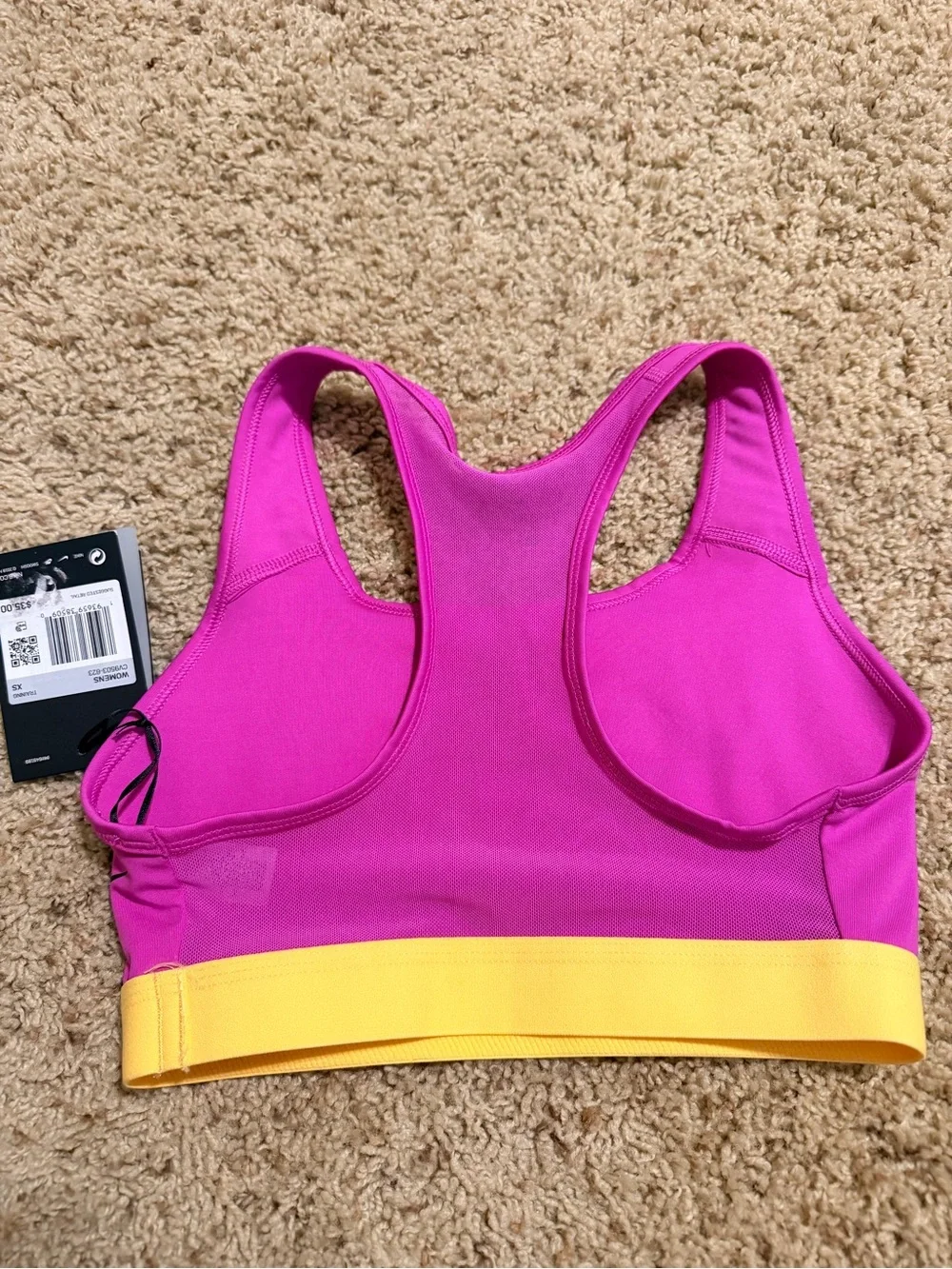 Nike Pink & Yellow Racerback Sports Bra